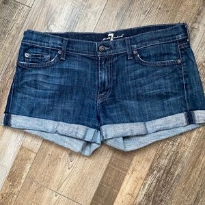 7 For All Mankind Dark Denim Shorts